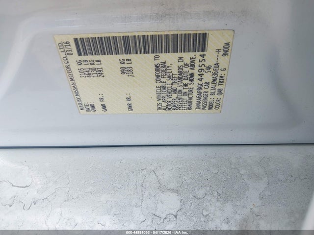44891092 :رقم المزاد ، 1N4AA6AP8GC449554 vin ، 2016 Nissan Maxima 3.5 Sl مزاد بيع