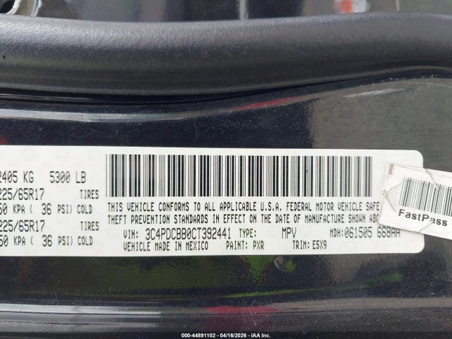 Продаж на аукціоні авто 2012 Dodge Journey Sxt, vin: 3C4PDCBB0CT392441, номер лоту: 44891102