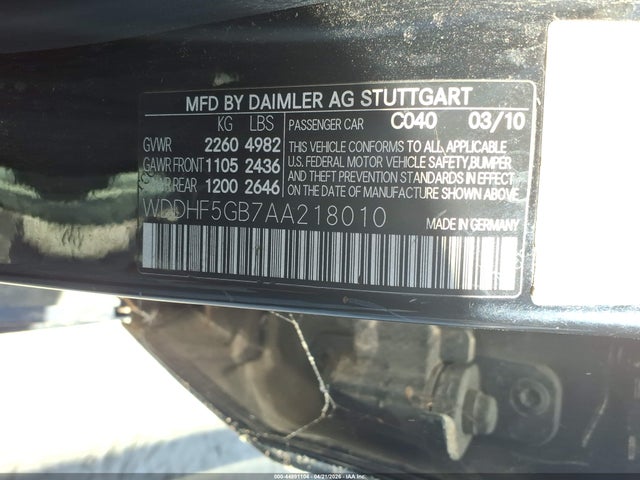 Продажа на аукционе авто 2010 Mercedes-benz E 350, vin: WDDHF5GB7AA218010, номер лота: 44891104
