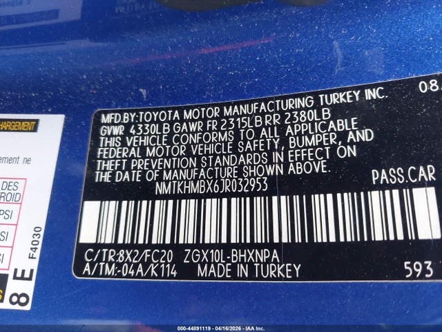 NMTKHMBX6JR032953 Toyota C-hr Xle Premium