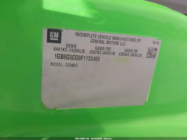 1GB6G5CG8F1133480 Chevrolet Express Cutaway 4500