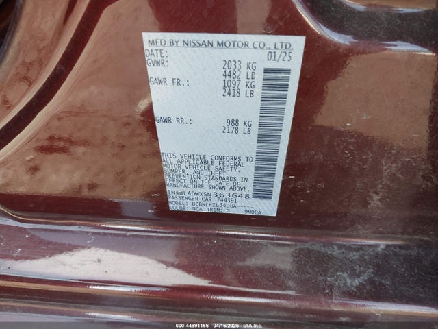 Nissan Altima Sv Awd 2025 1N4BL4DWXSN363648 Image 9
