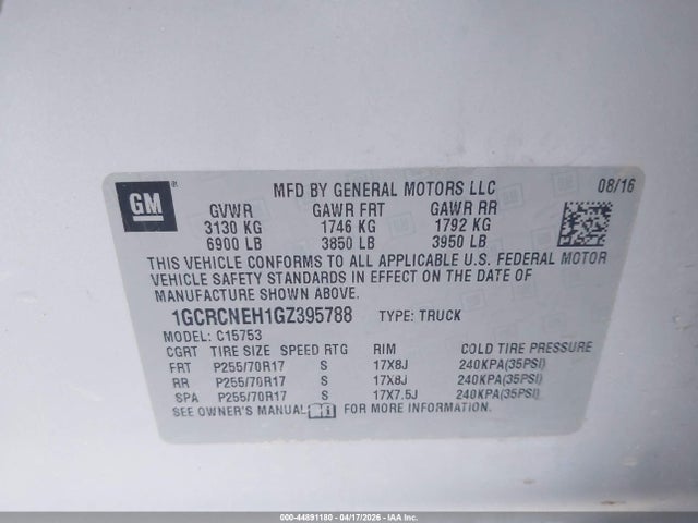 1GCRCNEH1GZ395788 Chevrolet Silverado 1500 Wt