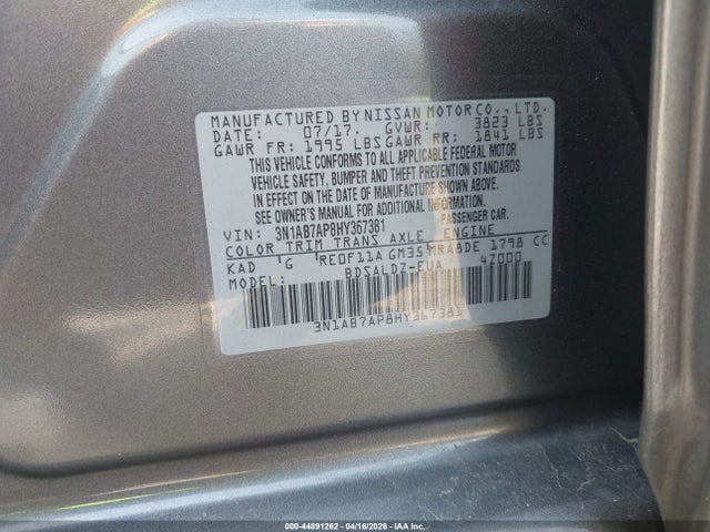 3N1AB7AP8HY367381 Nissan SENTRA SV