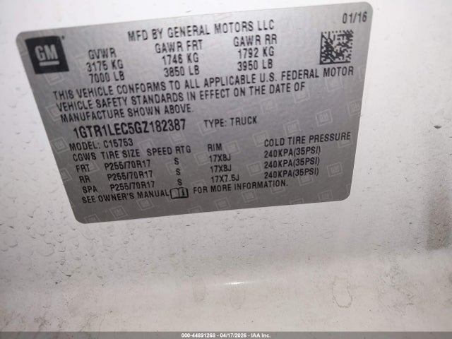 1GTR1LEC5GZ182387 GMC SIERRA 1500