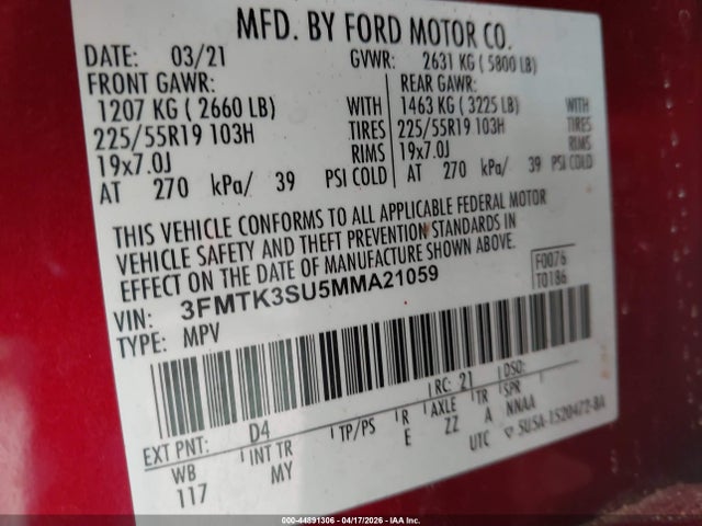 Ford Mustang Mach-e Premium 2021 3FMTK3SU5MMA21059 Image 9