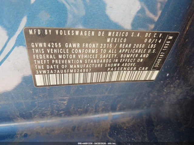 Aukcja sprzedaży 2015 Volkswagen Golf Tdi S 4-door, vin: 3VW2A7AU6FM024967, numer aukcji: 44891338