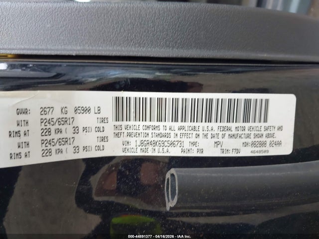 Продажа на аукционе авто 2009 Jeep Grand Cherokee Laredo, vin: 1J8GR48K69C506731, номер лота: 44891377