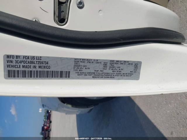 Aukcja sprzedaży 2020 Dodge Journey Se Value, vin: 3C4PDCAB6LT259734, numer aukcji: 44891421