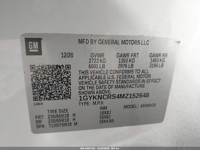 2021 Cadillac Xt5 Fwd Premium Luxury მანქანა იყიდება აუქციონზე, vin: 1GYKNCRS4MZ152648, აუქციონის ნომერი: 44891482