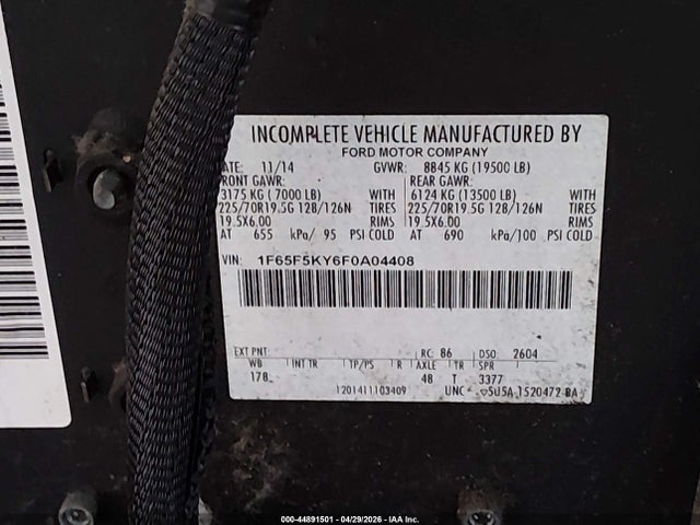 Продаж на аукціоні авто 2015 Ford F-59 Commercial Stripped, vin: 1F65F5KY6F0A04408, номер лоту: 44891501