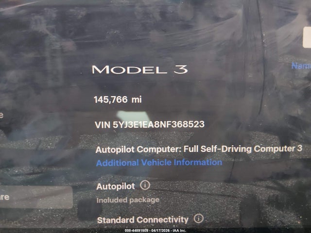 Tesla Model 3 Rear-wheel Drive 2022 5YJ3E1EA8NF368523 Image 15