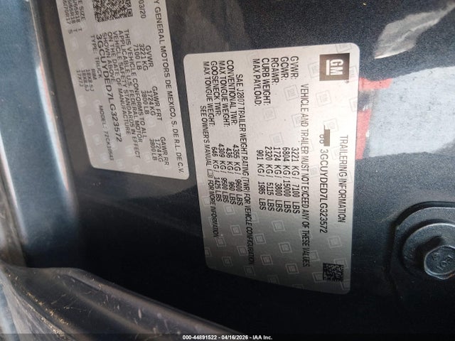 3GCUYDED7LG323572 Chevrolet Silverado 1500 4wd Short Bed Lt
