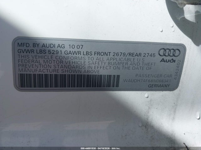 Продажа на аукционе авто 2008 Audi A6 3.2, vin: WAUDH74F68N066341, номер лота: 44891538
