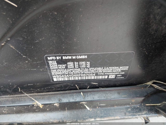 44891610 :رقم المزاد ، WBS43AY04RFR67054 vin ، 2024 Bmw M3 Competition Xdrive مزاد بيع