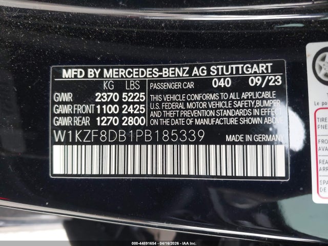 Aukcja sprzedaży 2023 Mercedes-benz E 350, vin: W1KZF8DB1PB185339, numer aukcji: 44891654