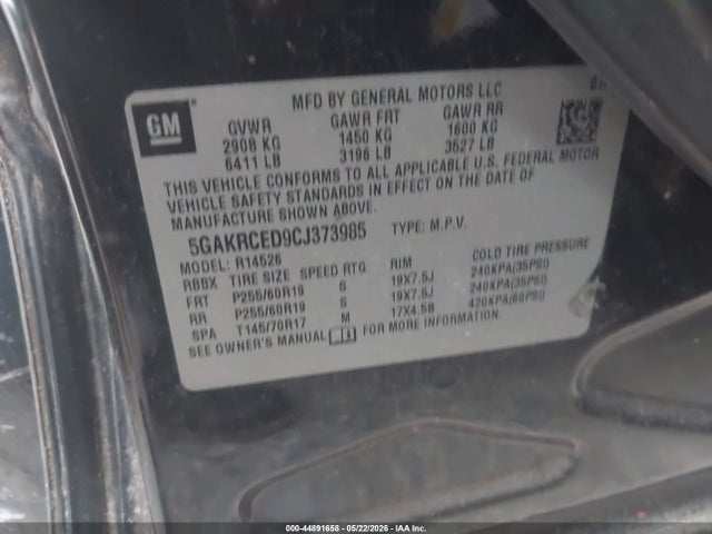 Продаж на аукціоні авто 2012 Buick Enclave Leather, vin: 5GAKRCED9CJ373985, номер лоту: 44891658