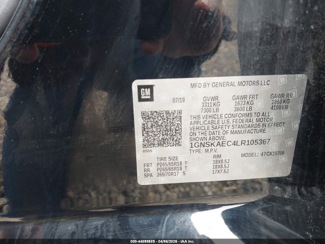 1GNSKAEC4LR105367 Chevrolet Tahoe 4wd Ls