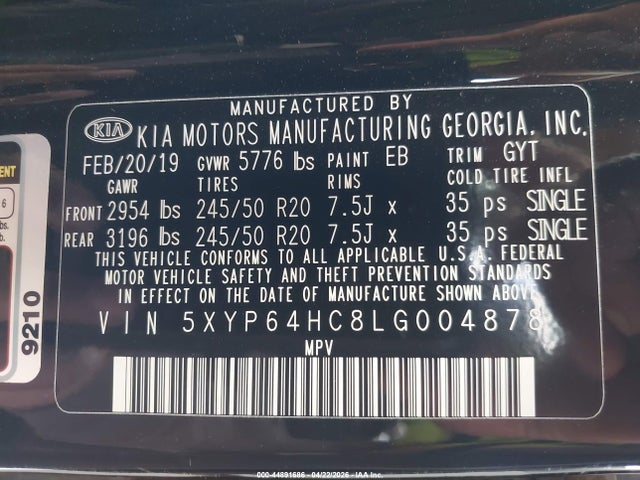 Продажа на аукционе авто 2020 Kia Telluride S, vin: 5XYP64HC8LG004878, номер лота: 44891686