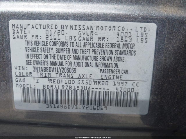 3N1AB8DV1LY206069 Nissan Sentra Sr Xtronic Cvt