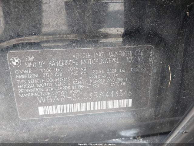 Продажа на аукционе авто 2011 Bmw 328i, vin: WBAPH5C53BA443345, номер лота: 44891788