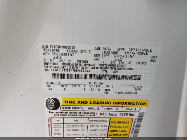 1FMJU1G84REA52544 Ford Expedition Xl