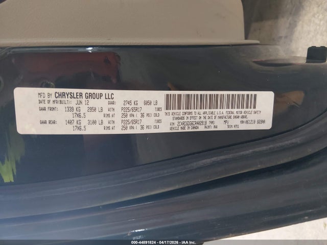 Продажа на аукционе авто 2012 Dodge Grand Caravan Crew, vin: 2C4RDGDG6CR402918, номер лота: 44891824