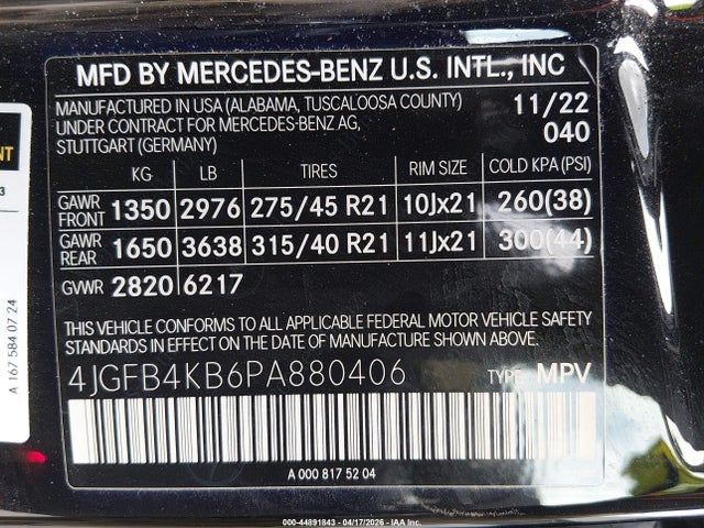 4JGFB4KB6PA880406 Mercedes-Benz Gle 350 4matic