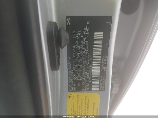 Aukcja sprzedaży 2008 Toyota Highlander, vin: JTEDS41A082039953, numer aukcji: 44891924
