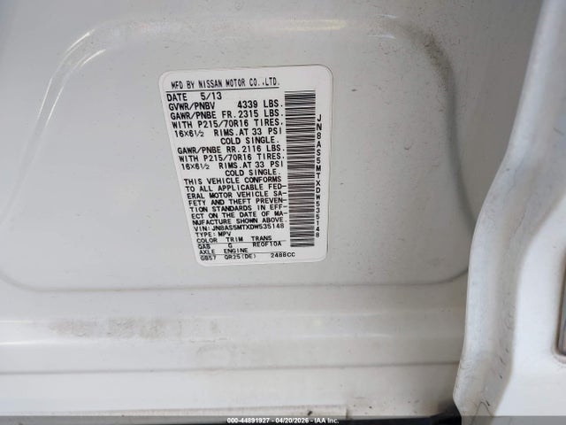 Aukcja sprzedaży 2013 Nissan Rogue S, vin: JN8AS5MTXDW535148, numer aukcji: 44891927