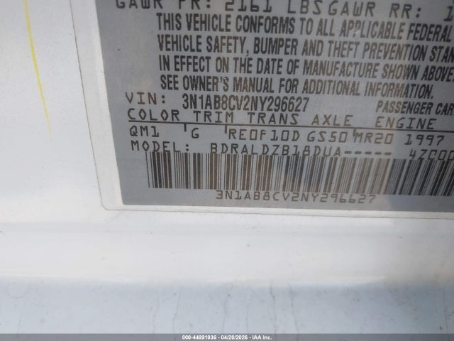 Aukcja sprzedaży 2022 Nissan Sentra Sv Xtronic Cvt, vin: 3N1AB8CV2NY296627, numer aukcji: 44891936