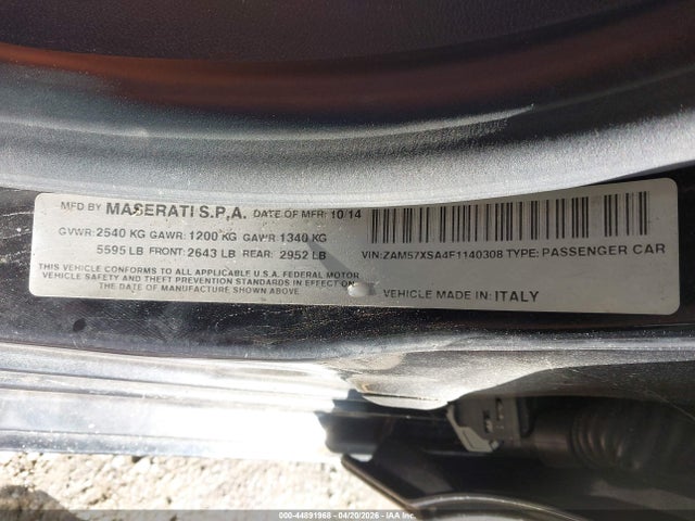 Продаж на аукціоні авто 2015 Maserati Ghibli, vin: ZAM57XSA4F1140308, номер лоту: 44891968