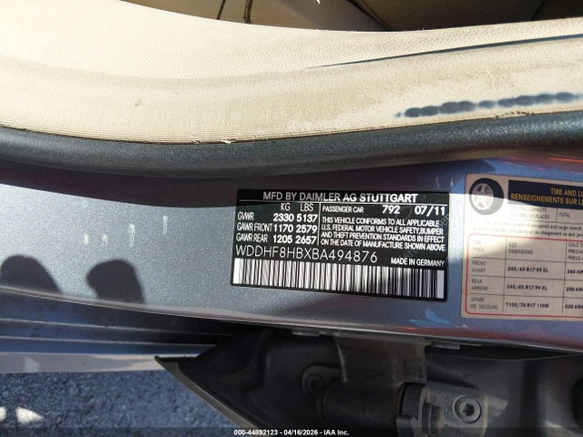 44892123 :رقم المزاد ، WDDHF8HBXBA494876 vin ، 2011 Mercedes-benz E 350 4matic مزاد بيع