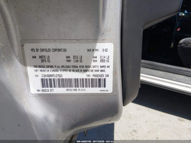 44892190 :رقم المزاد ، 1C3XV66R0PD127623 vin ، 1993 Chrysler New Yorker Fifth Avenue مزاد بيع