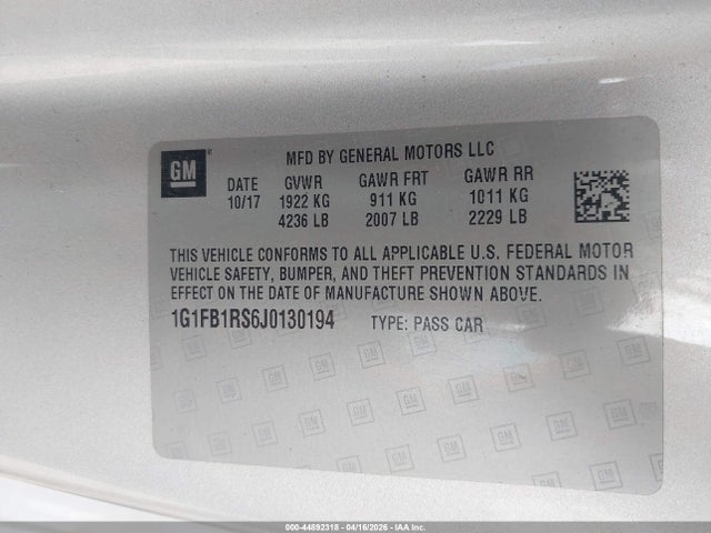 1G1FB1RS6J0130194 Chevrolet Camaro 1lt