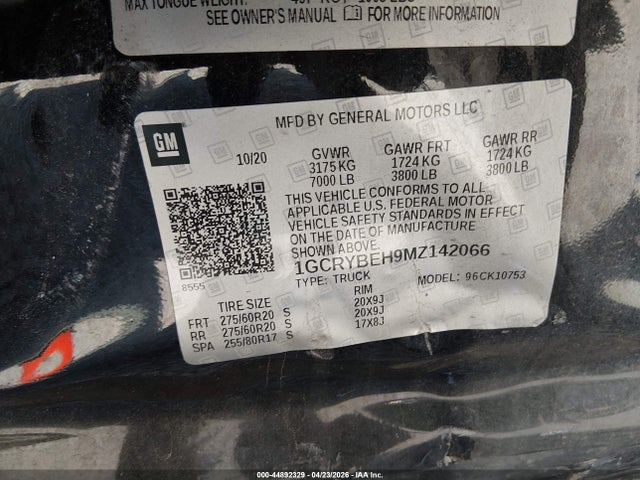 2021 Chevrolet Silverado 1500 4wd  Standard Bed Custom მანქანა იყიდება აუქციონზე, vin: 1GCRYBEH9MZ142066, აუქციონის ნომერი: 44892329