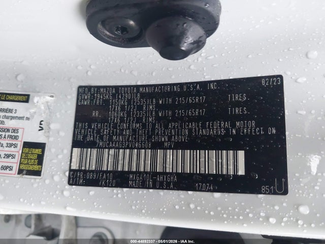 44892337 :رقم المزاد ، 7MUCAAAG3PV046608 vin ، 2023 Toyota Corolla Cross Le مزاد بيع