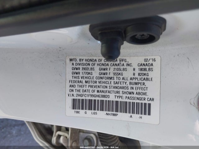 2HGFC1F99GH638820 Honda Civic Touring