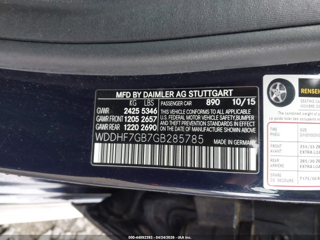 WDDHF7GB7GB285785 Mercedes-Benz Amg E 63 S 4matic