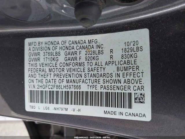 Honda Civic Sport 2020 2HGFC2F86LH597666 Image 9