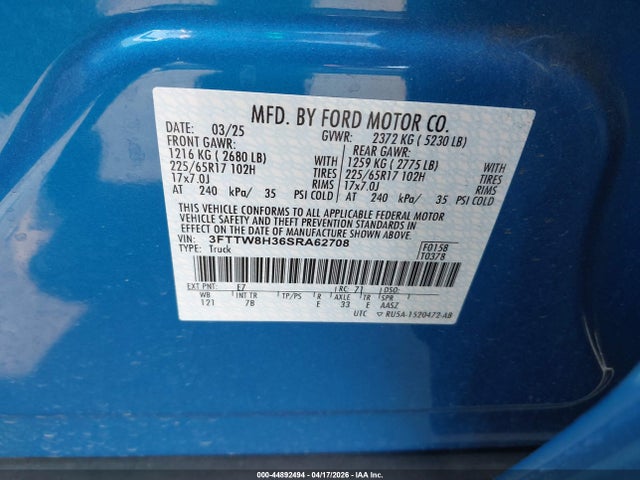 Ford Maverick Xlt 2025 3FTTW8H36SRA62708 Image 9