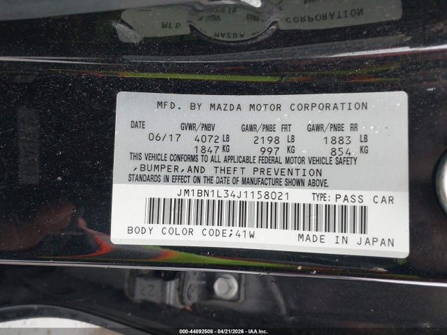 44892508 :رقم المزاد ، JM1BN1L34J1158021 vin ، 2018 Mazda Mazda3 Touring مزاد بيع