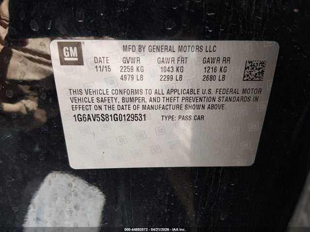 Aukcja sprzedaży 2016 Cadillac Cts V-sport Premium, vin: 1G6AV5S81G0129531, numer aukcji: 44892572