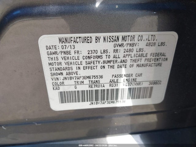 JN1BV7AP3EM675536 Infiniti Q50 Premium/sport