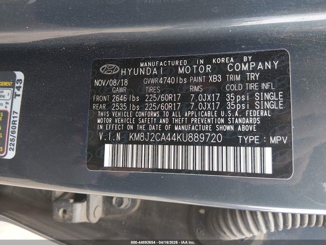 Hyundai TUCSON SE 2019 KM8J2CA44KU889720 Image 9