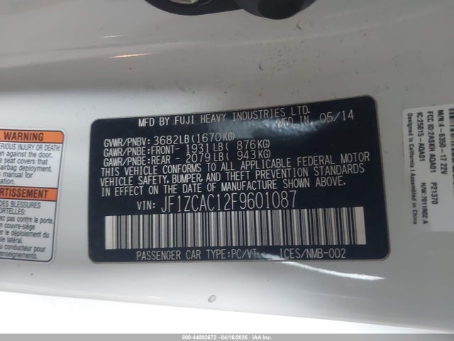 Продаж на аукціоні авто 2015 Subaru Brz Series.blue, vin: JF1ZCAC12F9601087, номер лоту: 44892672