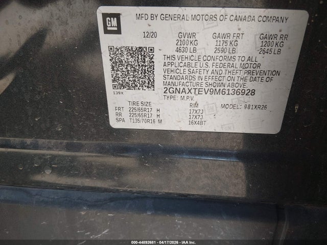 Chevrolet Equinox Awd 2fl 2021 2GNAXTEV9M6136928 Image 9