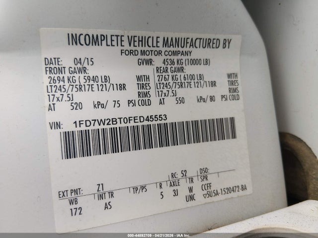 1FD7W2BT0FED45553 Ford F-250 Xl