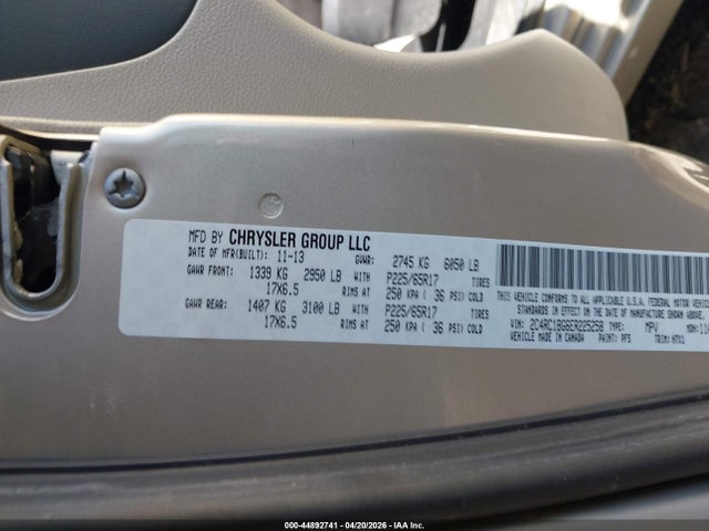 Продаж на аукціоні авто 2014 Chrysler Town & Country Touring, vin: 2C4RC1BG6ER225258, номер лоту: 44892741