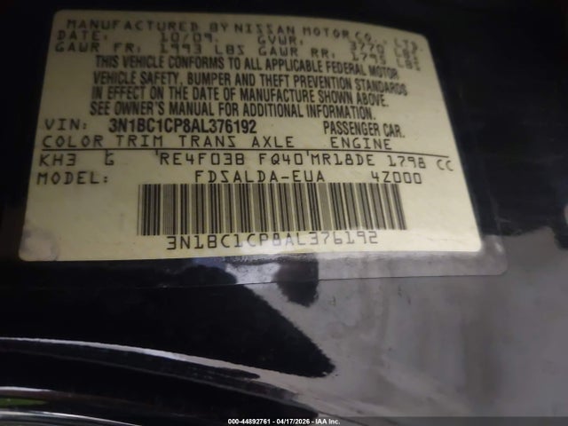 2010 NISSAN VERSA 3N1BC1CP8AL376192 Photo 8